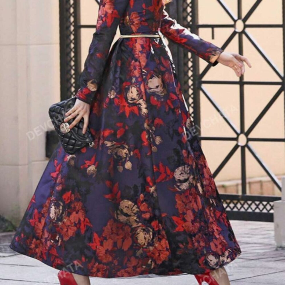 Floral print long sleeve dress